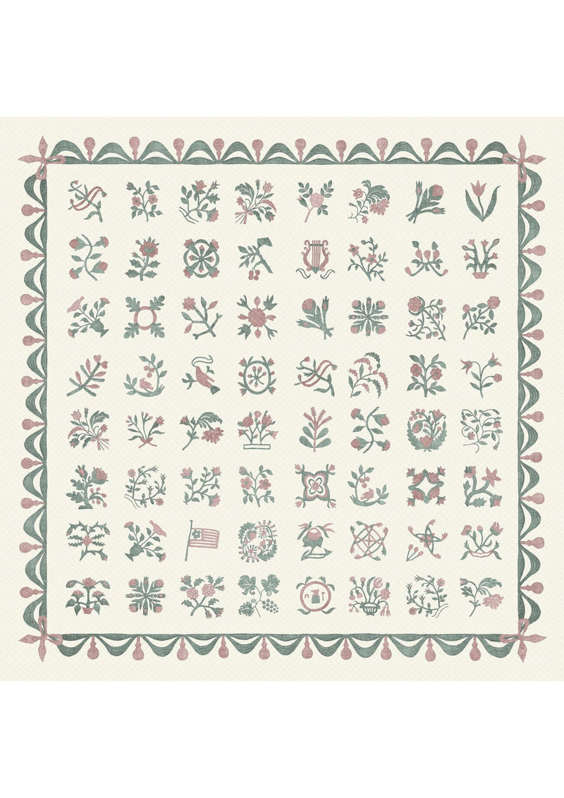 Libertyville Sage Rose Patchwork Fabric by Lewis & Wood