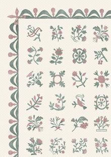 Libertyville Sage Rose Patchwork Fabric by Lewis & Wood
