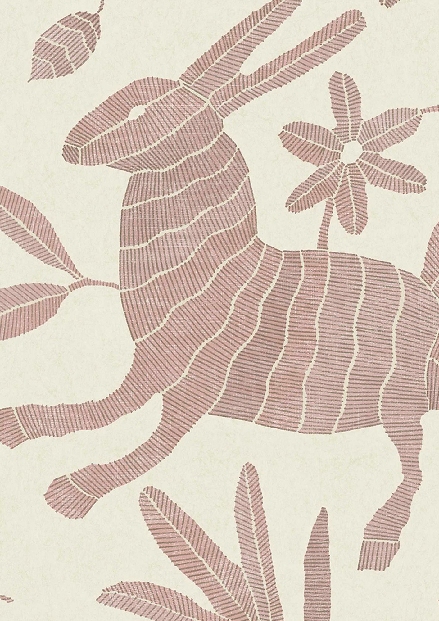 LW 352 655 Otomi Bunny Pink Wallpaper by Lewis & Wood