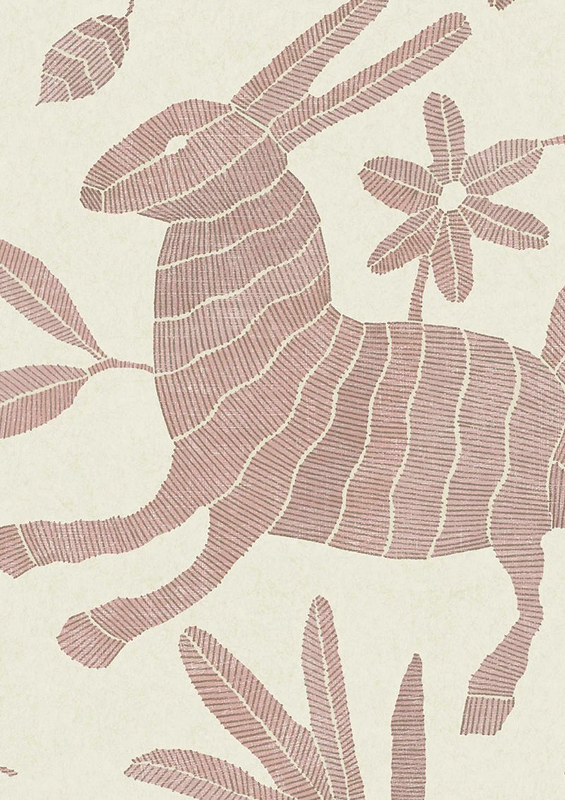 LW 352 655 Otomi Bunny Pink Wallpaper by Lewis & Wood