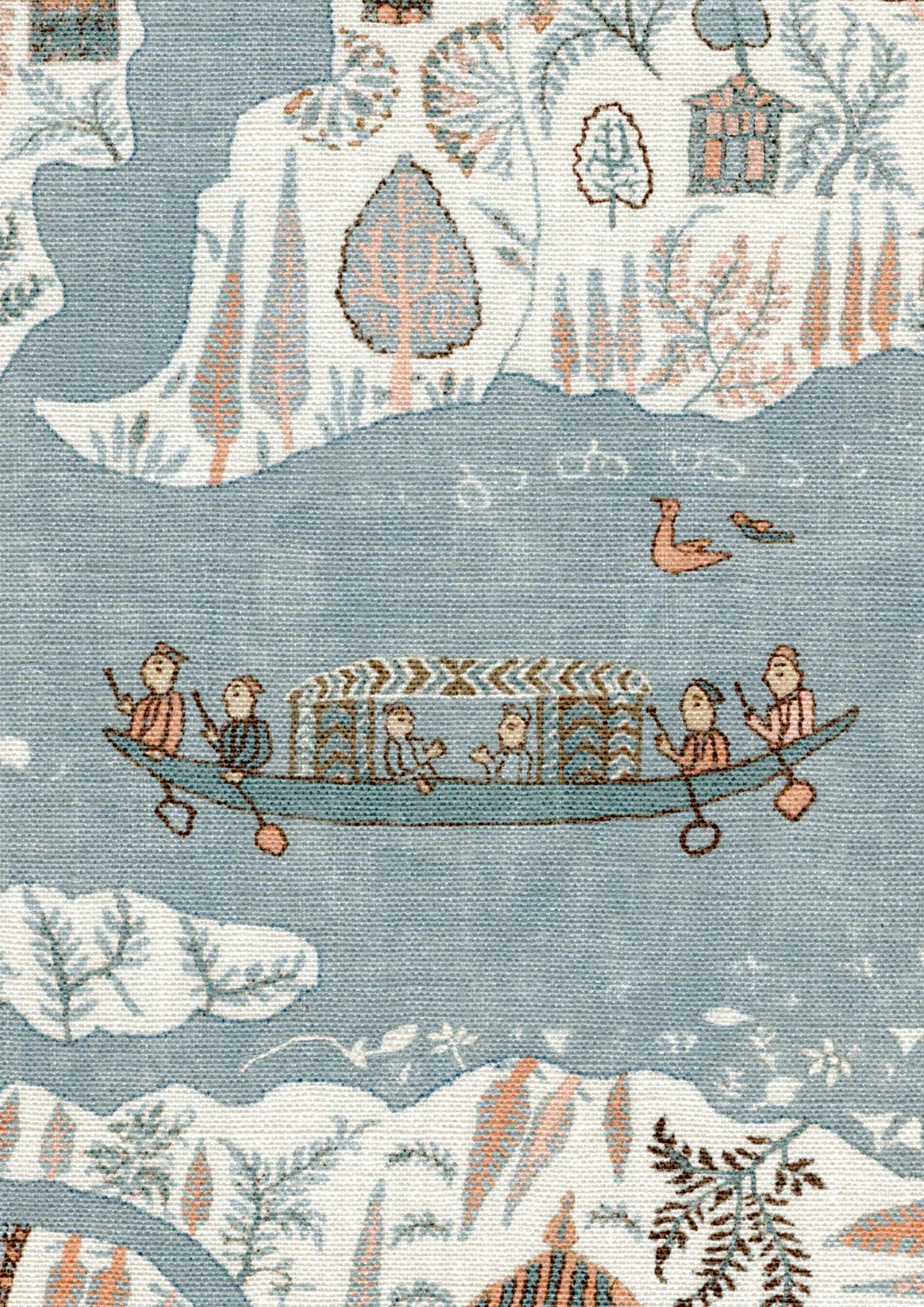 LW 363 449 Regatta Blue Almond Fabric by Lewis & Wood