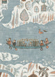 Regatta Blue Almond The Srinagar Map Fabric by Lewis & Wood