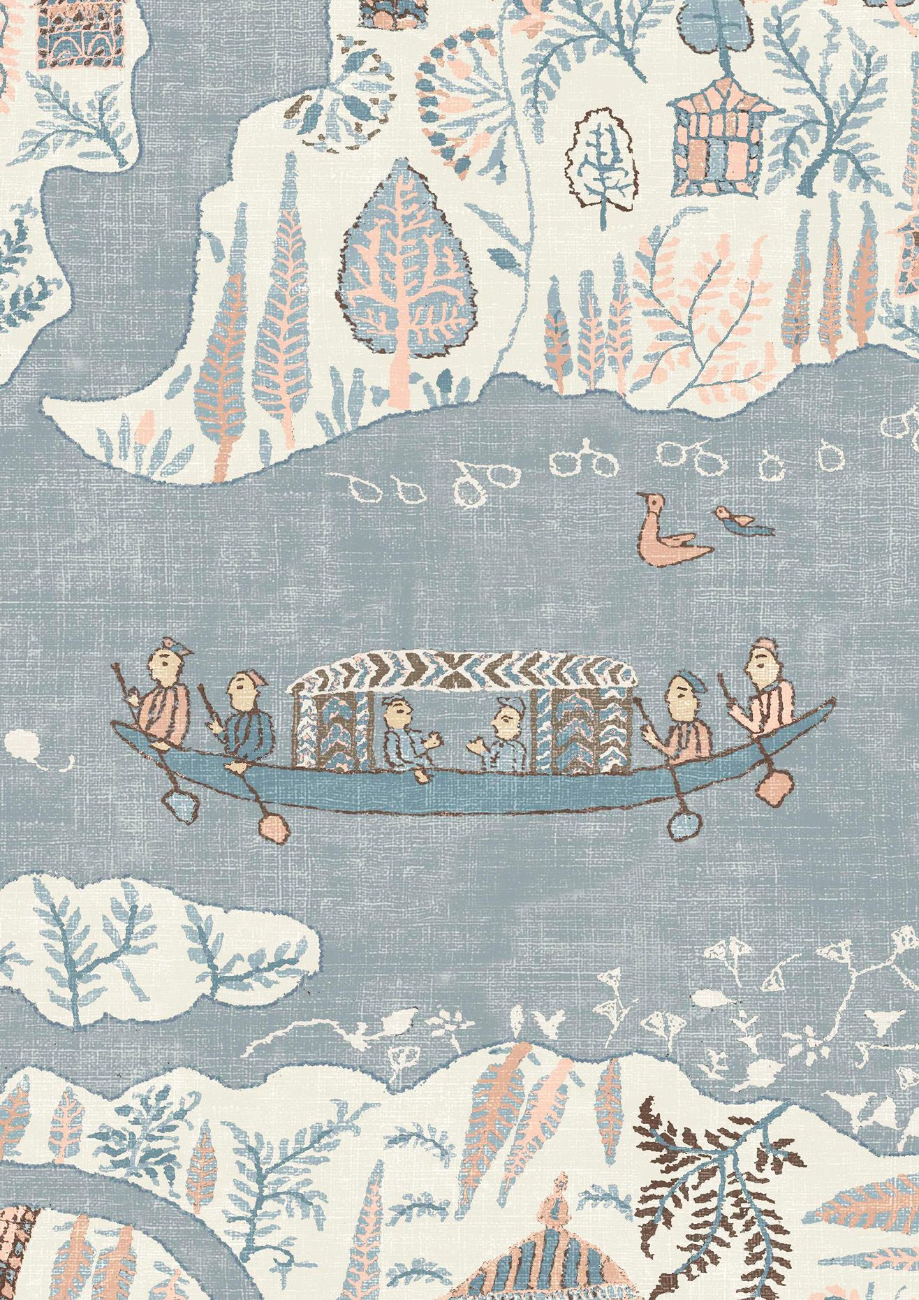 LW 364 449 Regatta Blue Almond Wallpaper by Lewis & Wood
