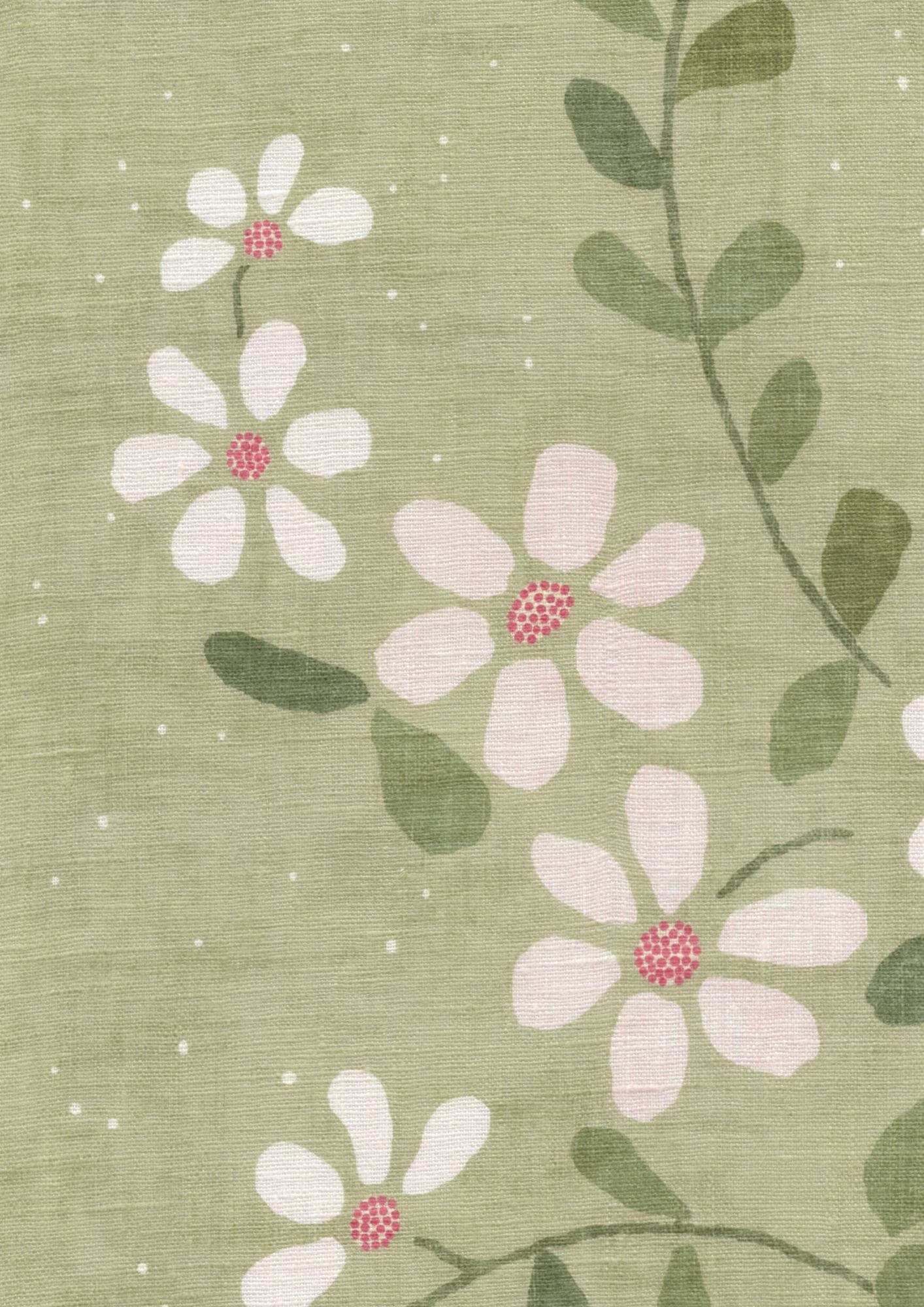 Stellata Daisy Sprigs & Twigs Fabric by Lewis & Wood