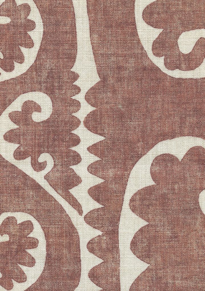 LW 340 100 Totem Russet Fabric by Lewis & Wood