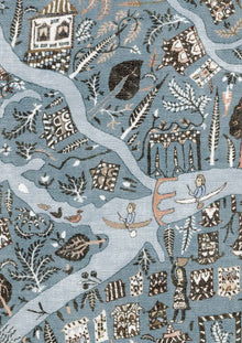 LW 358 449 Utopia Blue Almond Fabric by Lewis & Wood
