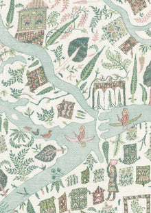 LW 358 669 Utopia Pistachio Rose Fabric by Lewis & Wood
