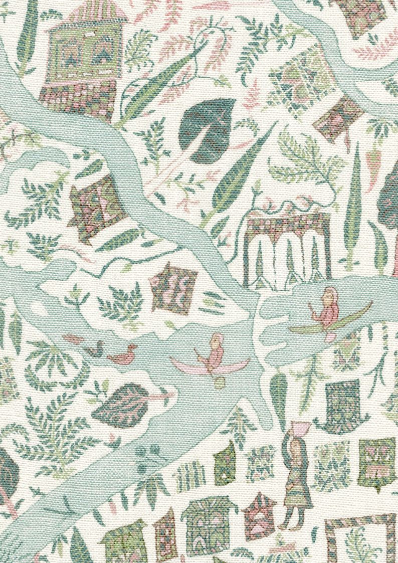 LW 358 669 Utopia Pistachio Rose Fabric by Lewis & Wood