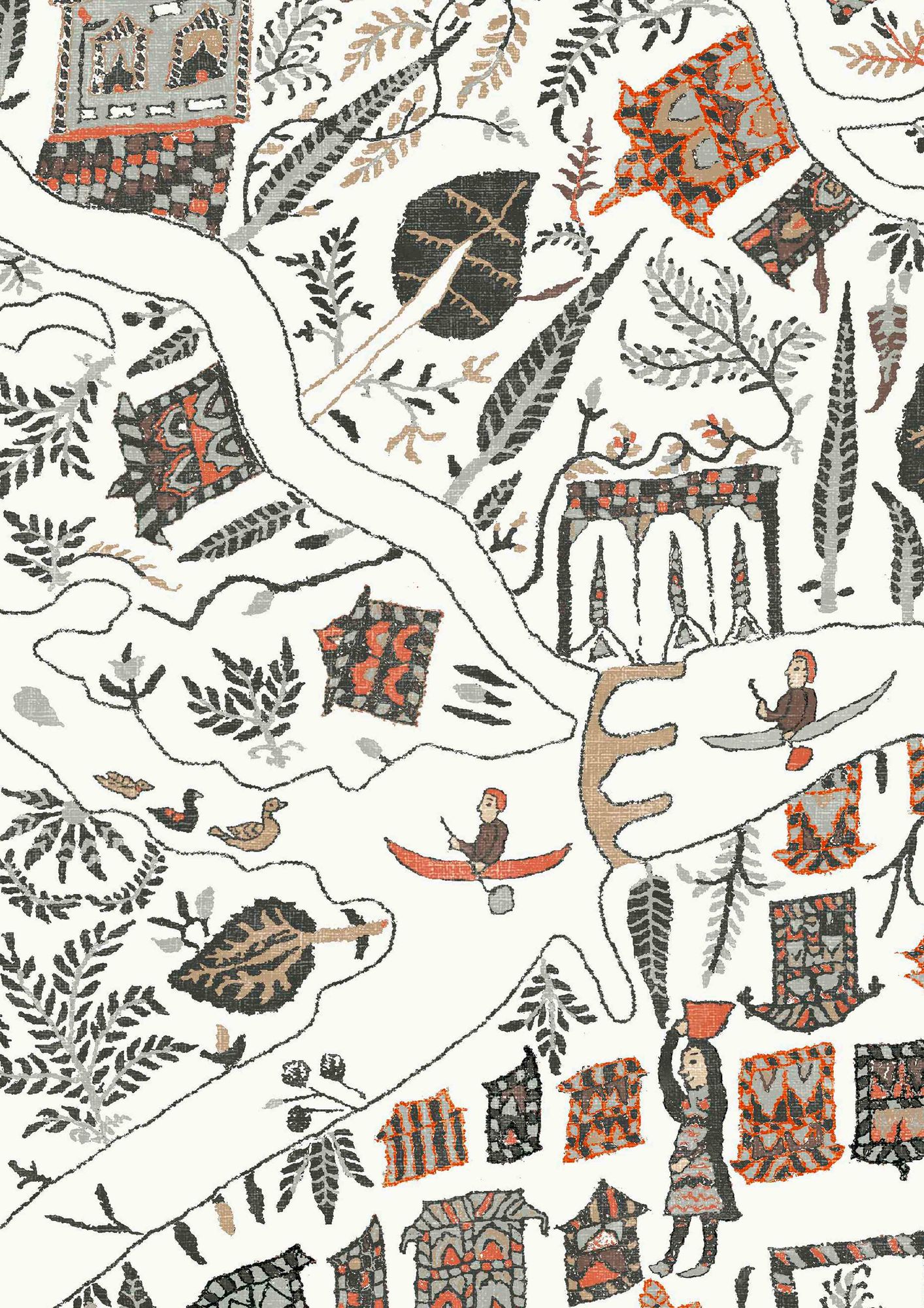 LW 359 670 Utopia Satsuma Soot Wallpaper by Lewis & Wood