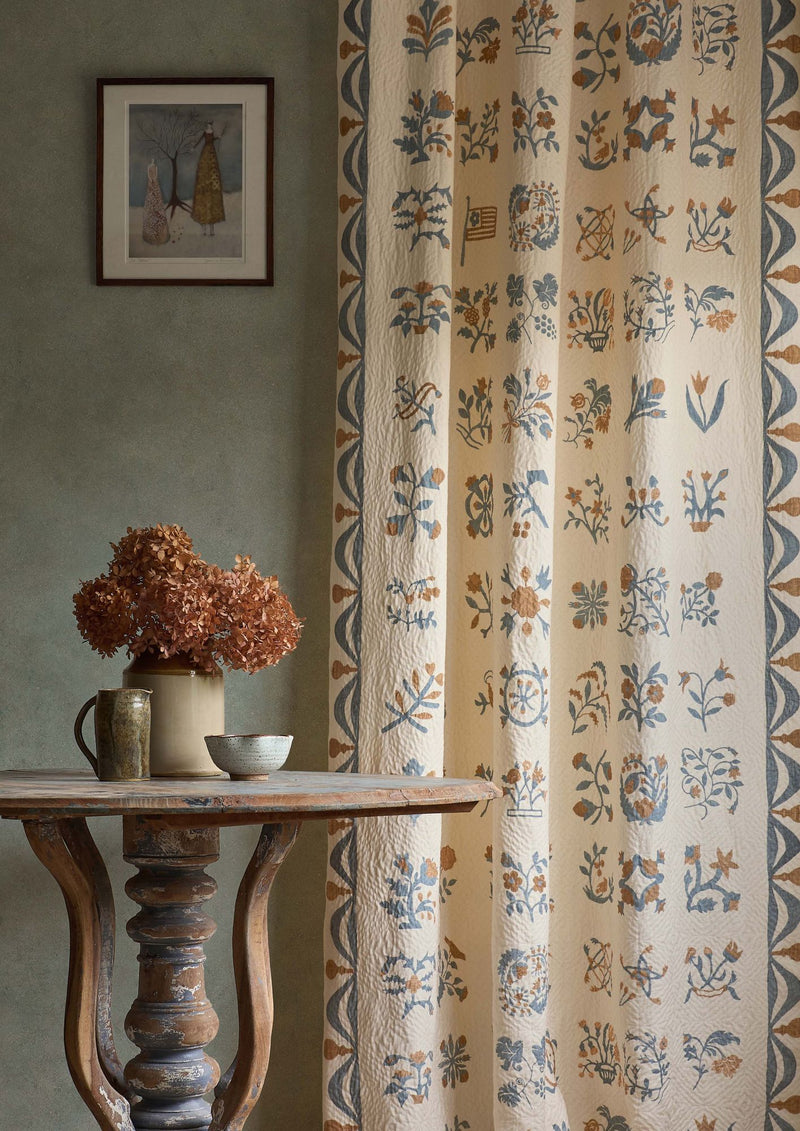 Libertyville Ginger Denim Patchwork Fabric by Lewis & Wood