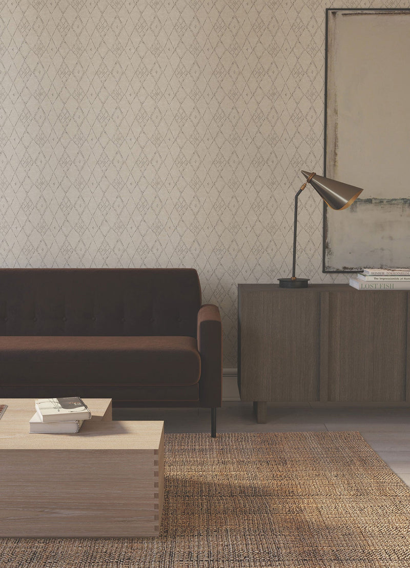 Souk Diamonds Taupe/Charcoal Lemieux Et Cie Wallpaper by York Wallcoverings