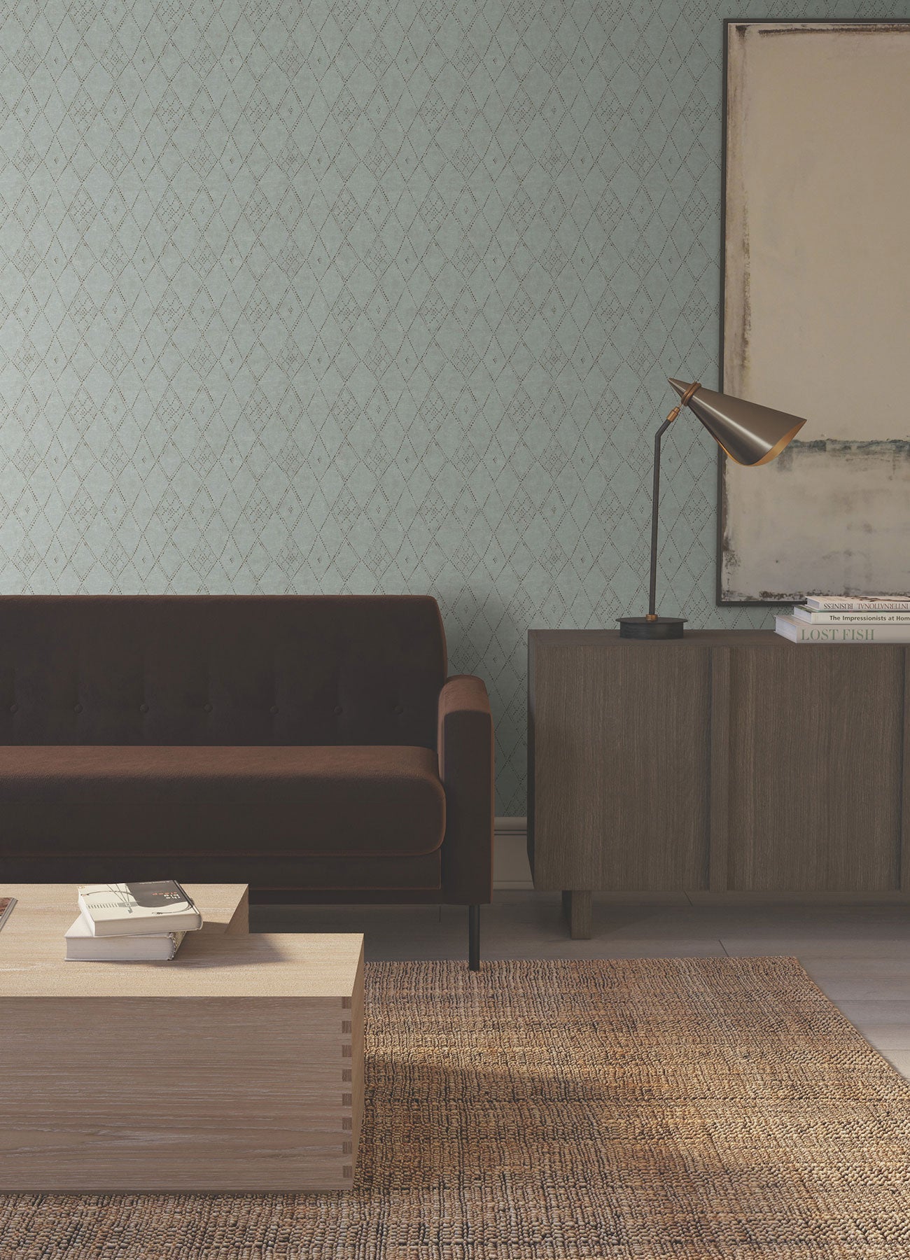 Souk Diamonds Sage/Brown Lemieux Et Cie Wallpaper by York Wallcoverings
