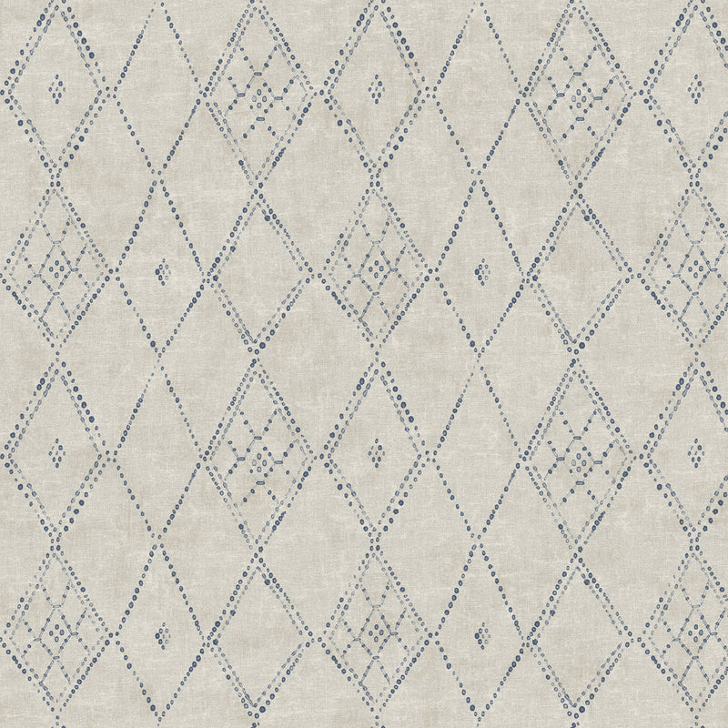 Souk Diamonds Taupe/Denim Lemieux Et Cie Wallpaper by York Wallcoverings