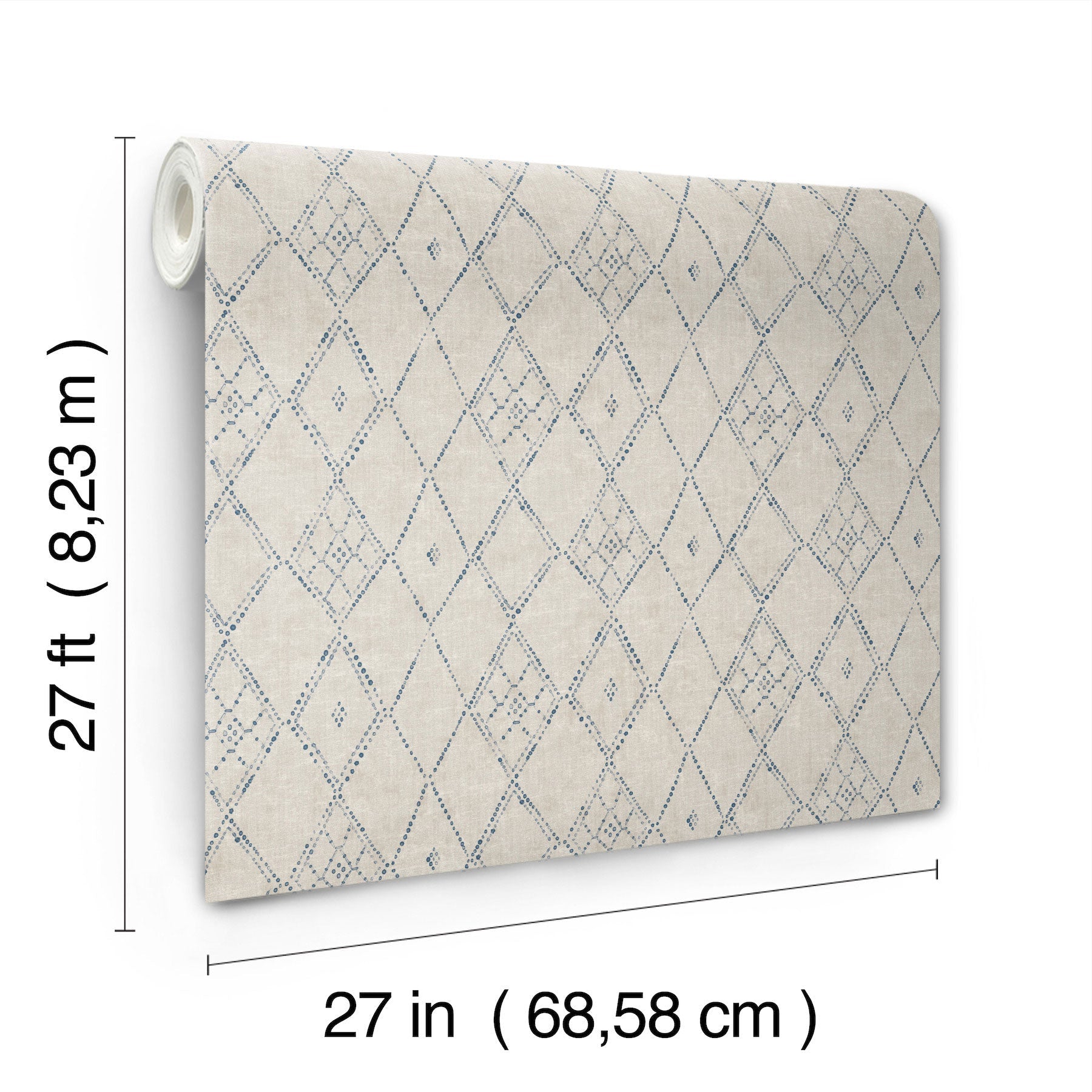 Souk Diamonds Taupe/Denim Lemieux Et Cie Wallpaper by York Wallcoverings