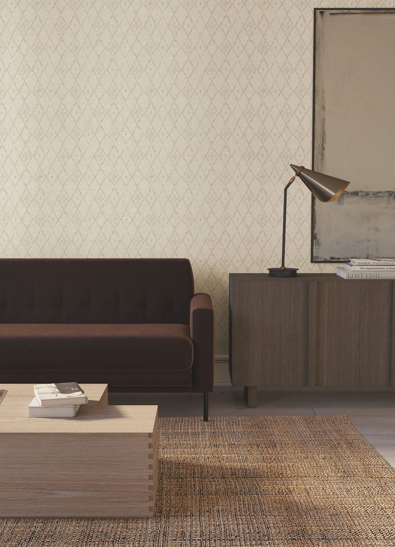 Souk Diamonds Taupe/Gold Lemieux Et Cie Wallpaper by York Wallcoverings