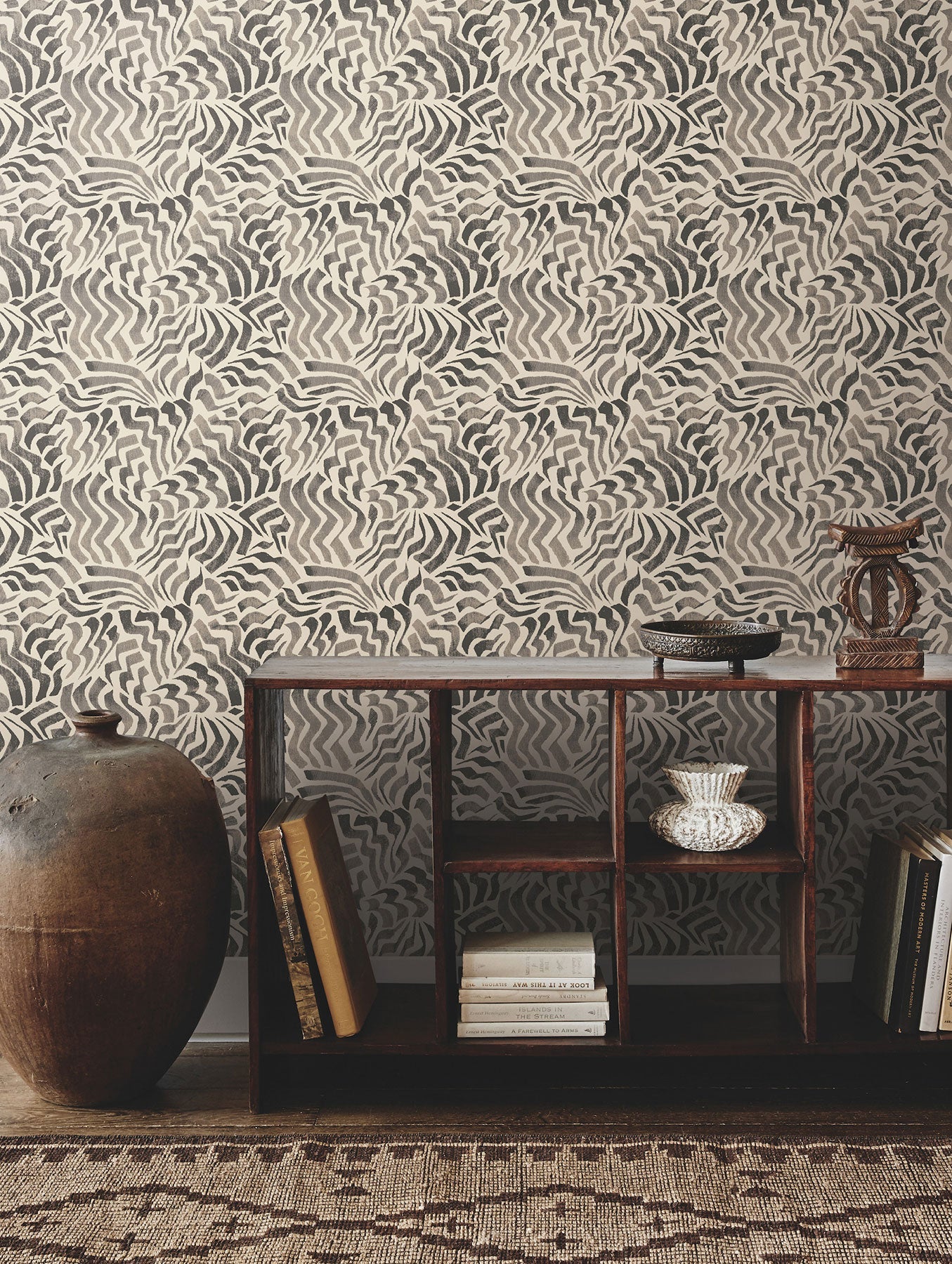 Zora Wave Charcoal Lemieux Et Cie Wallpaper by York Wallcoverings