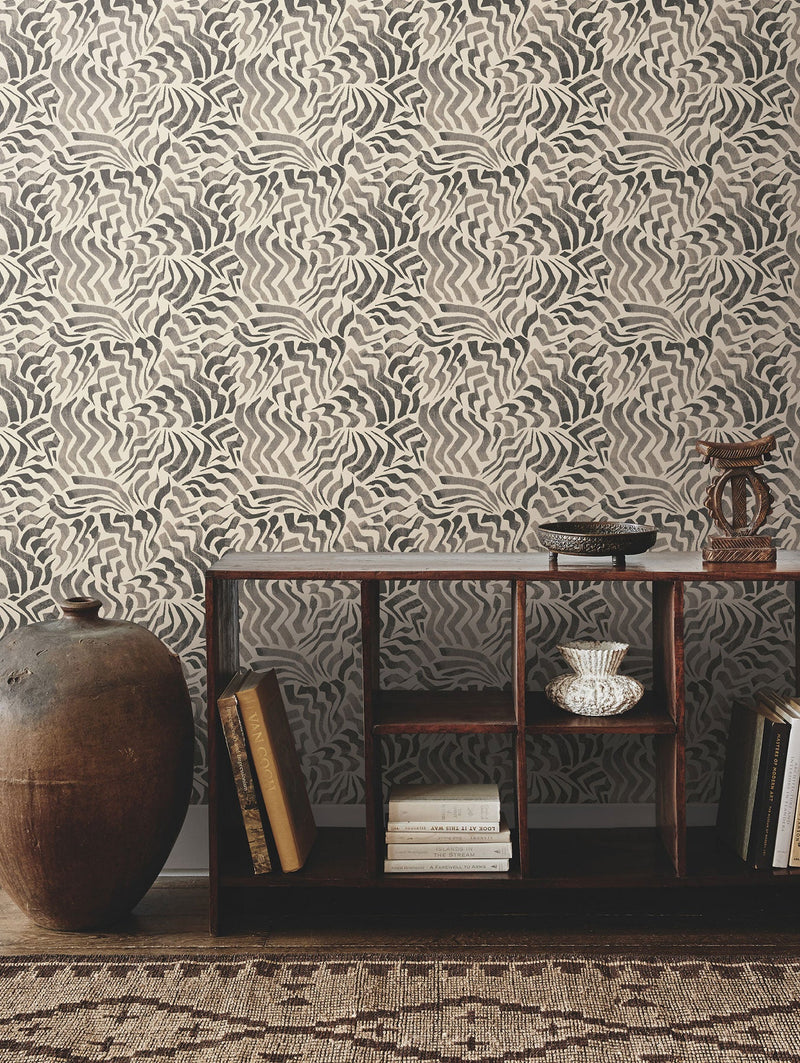 Zora Wave Charcoal Lemieux Et Cie Wallpaper by York Wallcoverings