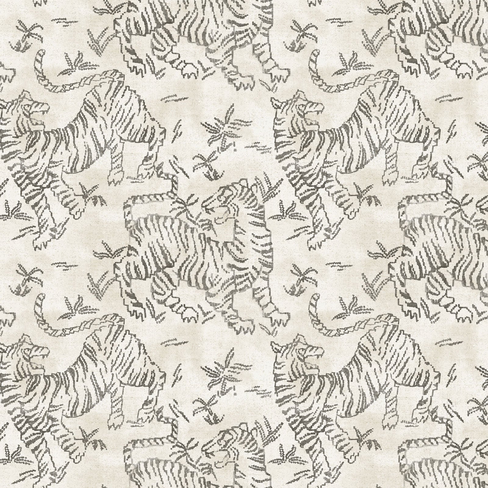 Orly Tigers White/Charcoal Lemieux Et Cie Wallpaper by York Wallcoverings