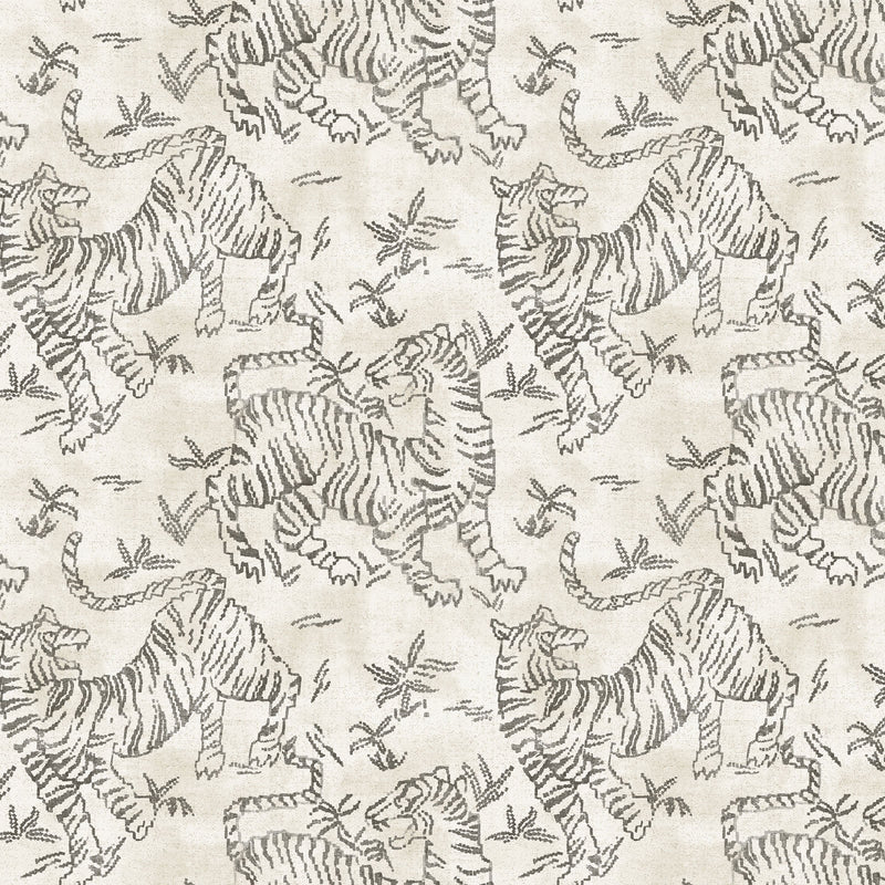 Orly Tigers White/Charcoal Lemieux Et Cie Wallpaper by York Wallcoverings