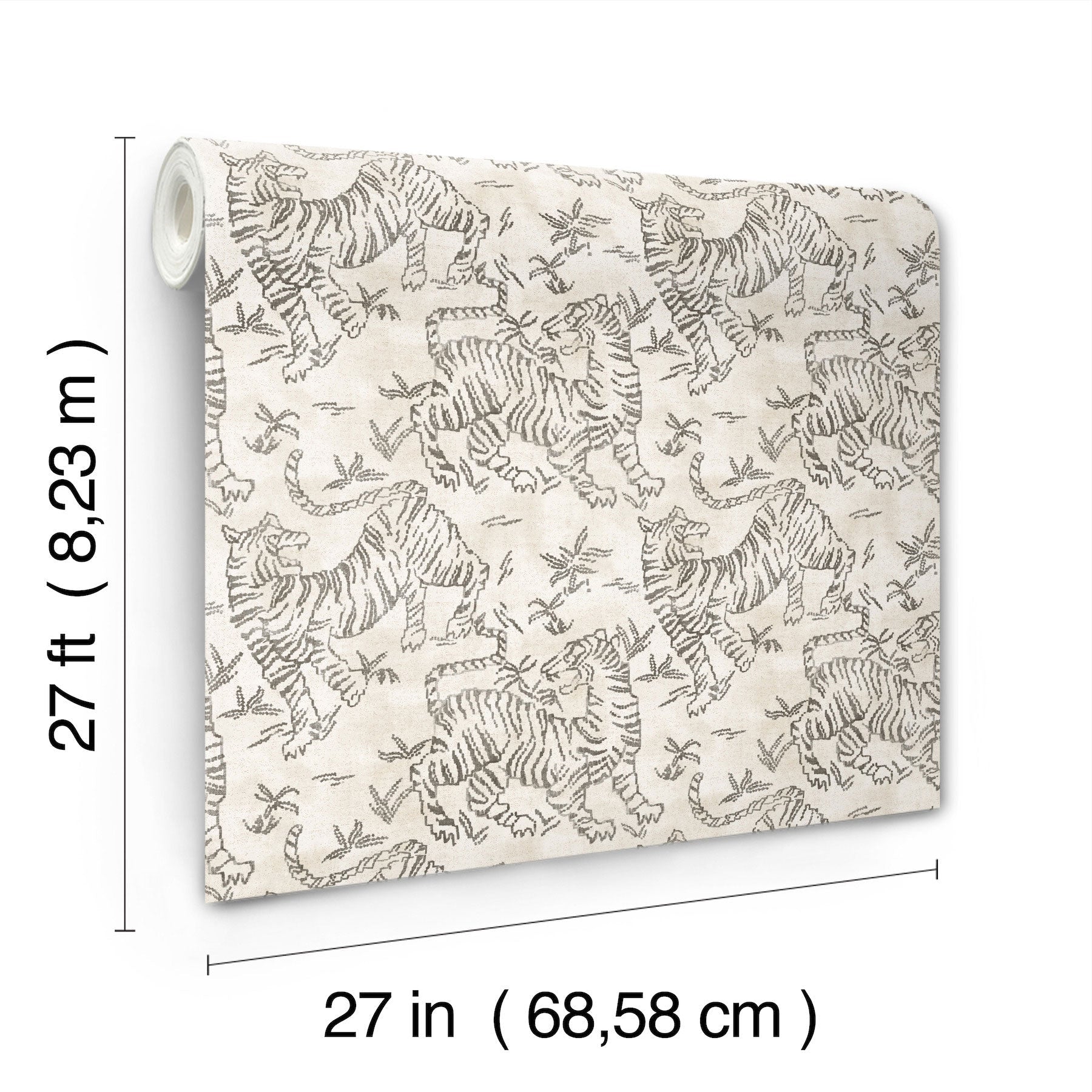 Orly Tigers White/Charcoal Lemieux Et Cie Wallpaper by York Wallcoverings