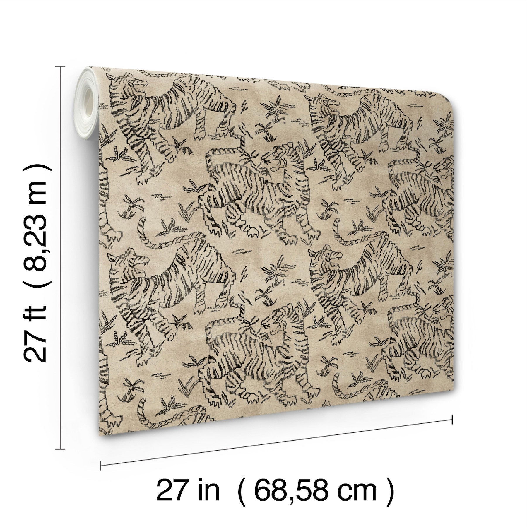 Orly Tigers Taupe/Charcoal Lemieux Et Cie Wallpaper by York Wallcoverings