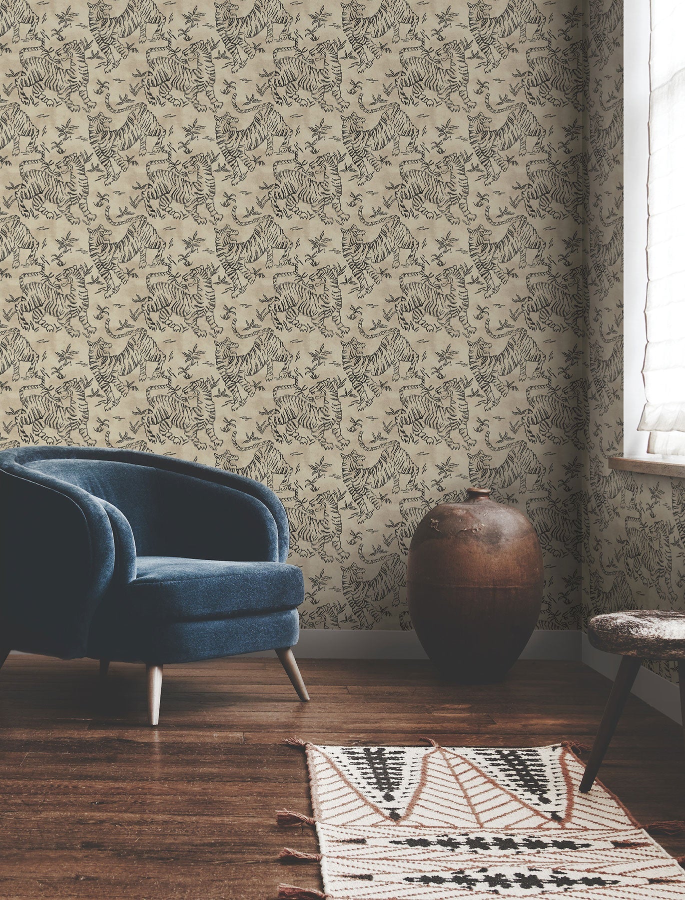Orly Tigers Taupe/Charcoal Lemieux Et Cie Wallpaper by York Wallcoverings