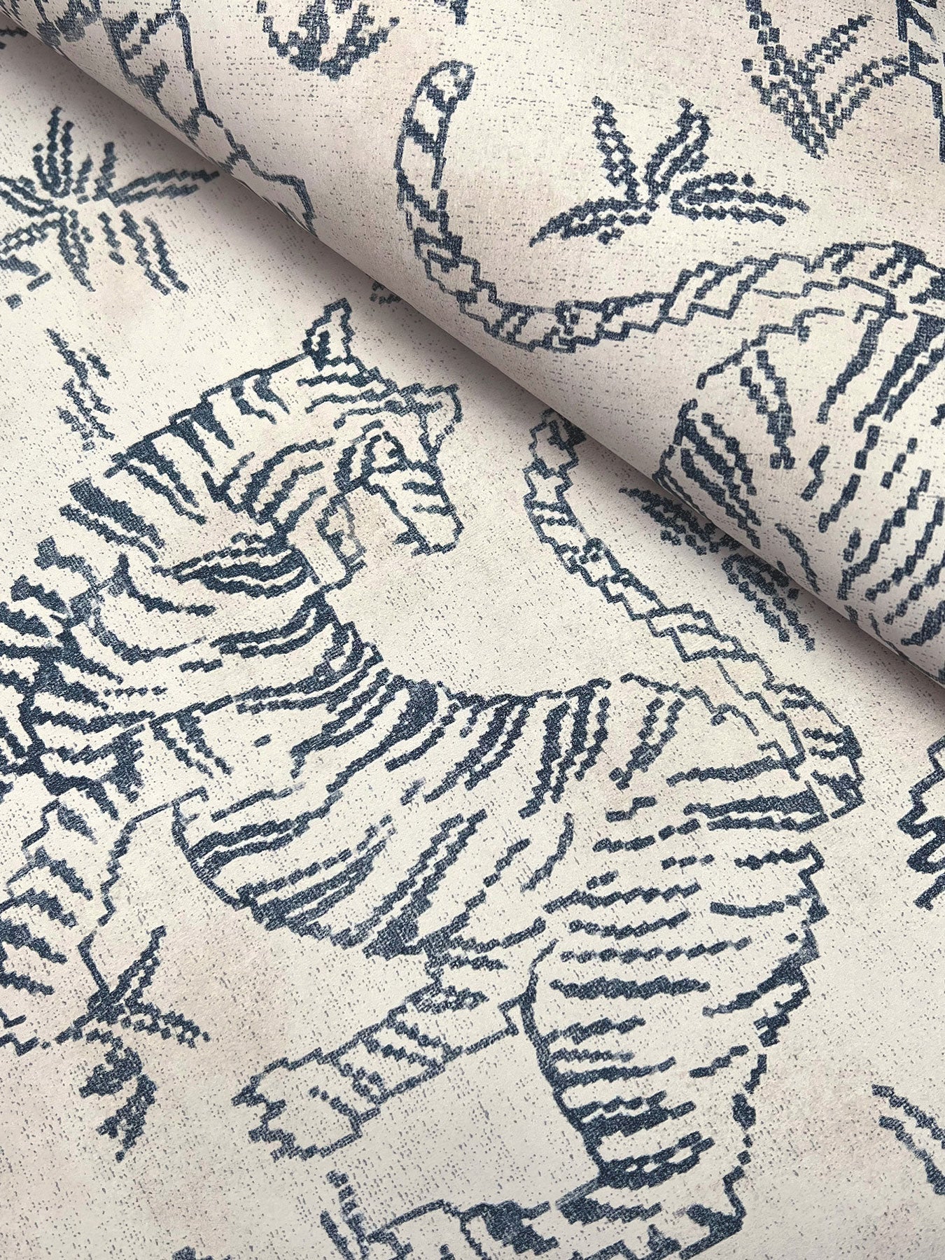 Orly Tigers Ecru/Indigo Lemieux Et Cie Wallpaper by York Wallcoverings