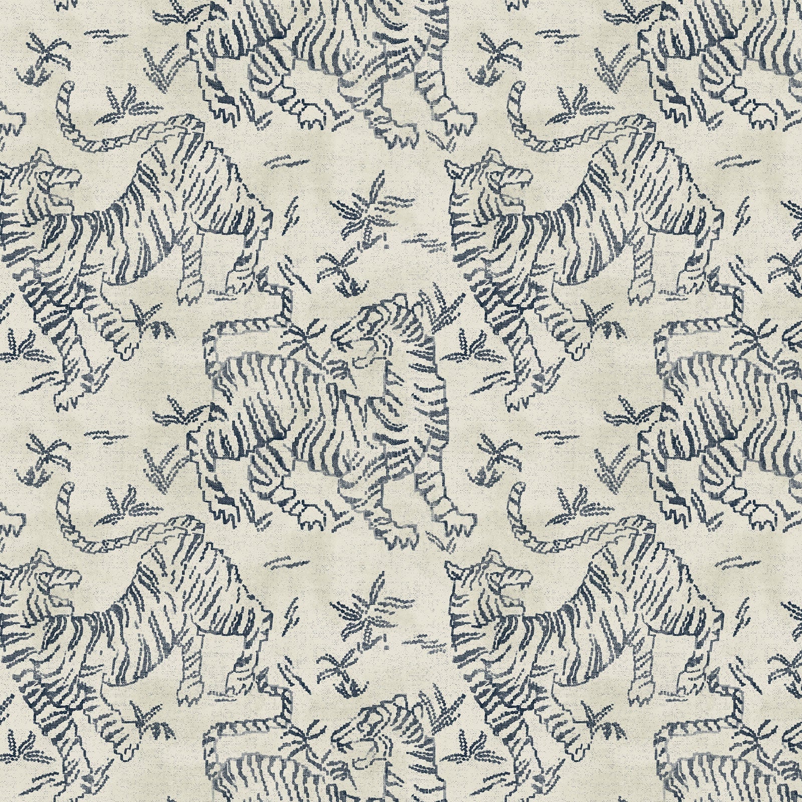 Orly Tigers Ecru/Indigo Lemieux Et Cie Wallpaper by York Wallcoverings