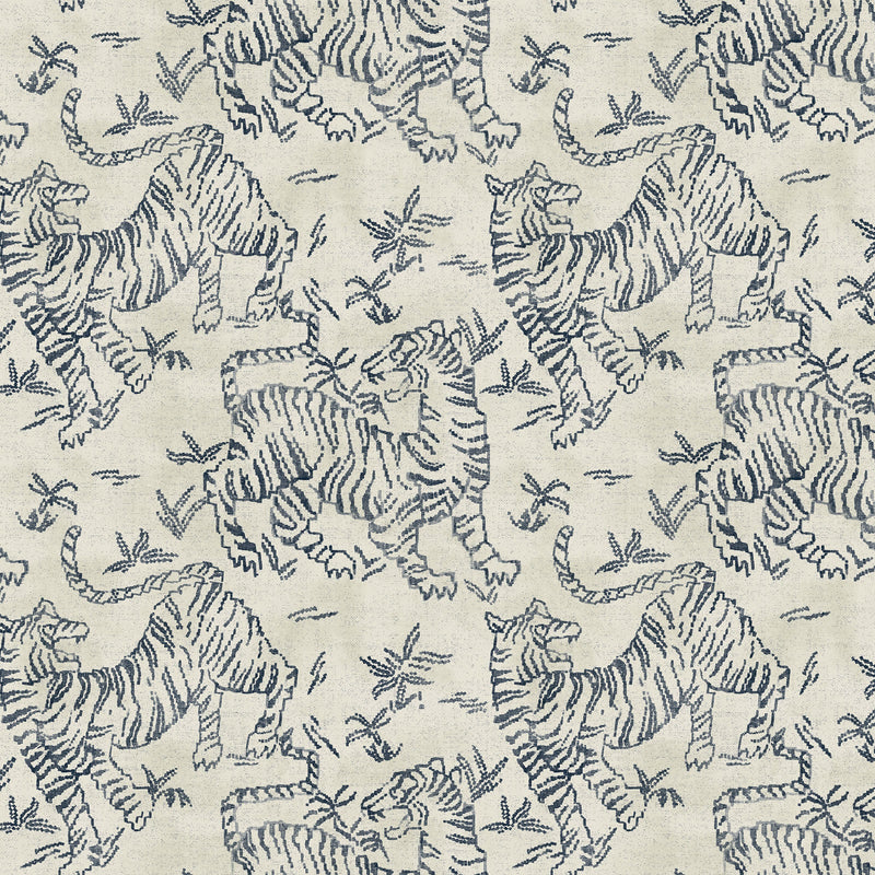 Orly Tigers Ecru/Indigo Lemieux Et Cie Wallpaper by York Wallcoverings