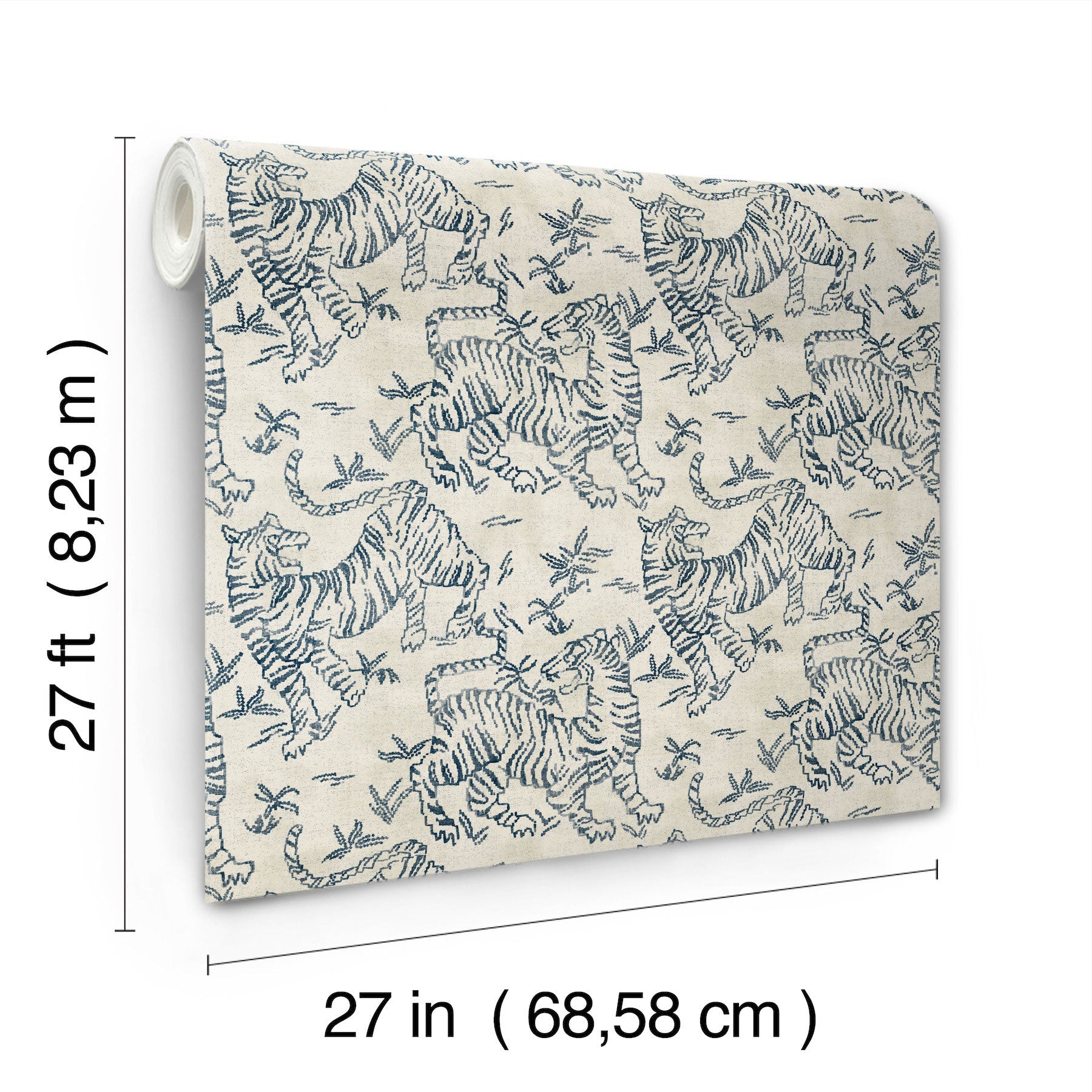 Orly Tigers Ecru/Indigo Lemieux Et Cie Wallpaper by York Wallcoverings