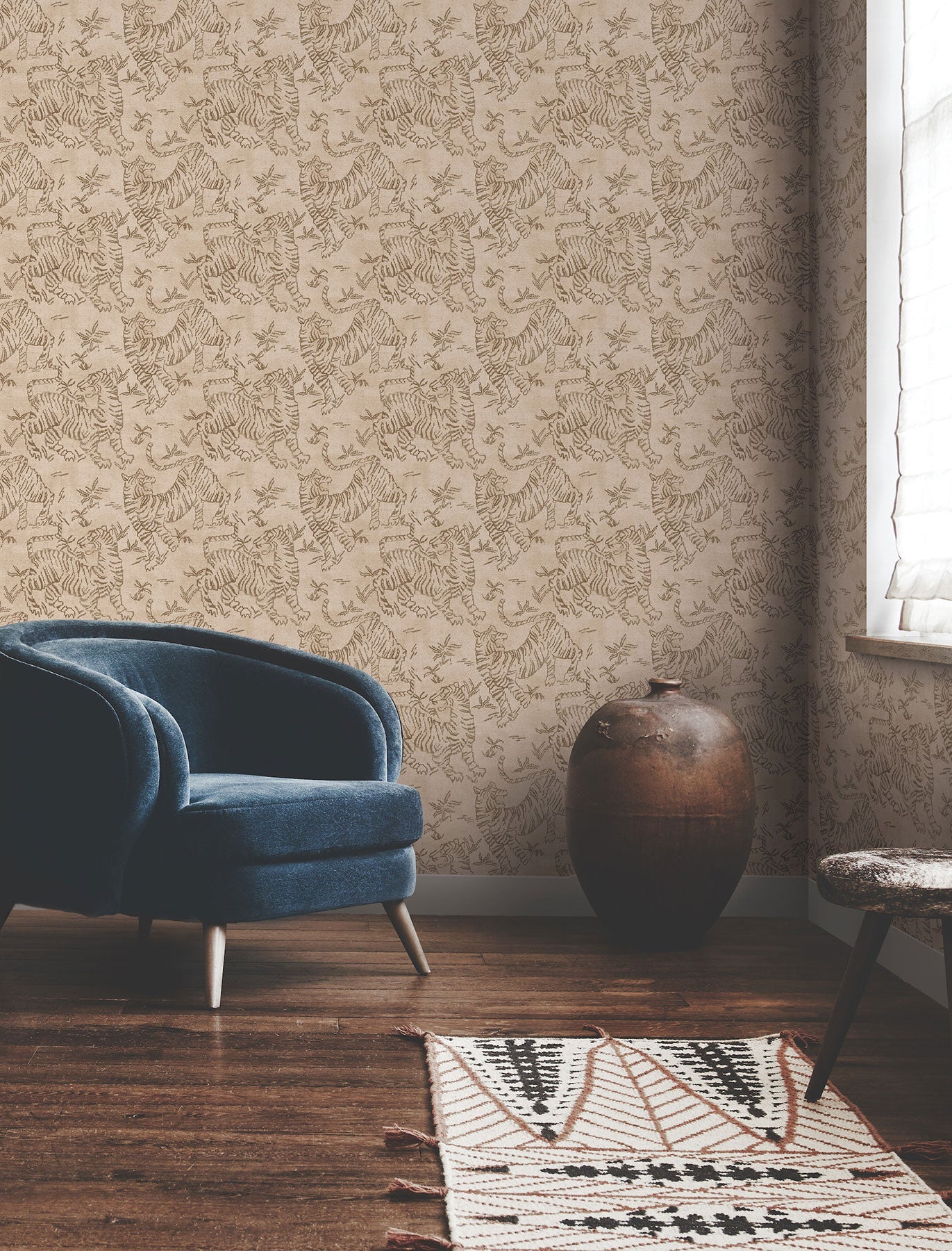 Orly Tigers Blush/Brown Lemieux Et Cie Wallpaper by York Wallcoverings