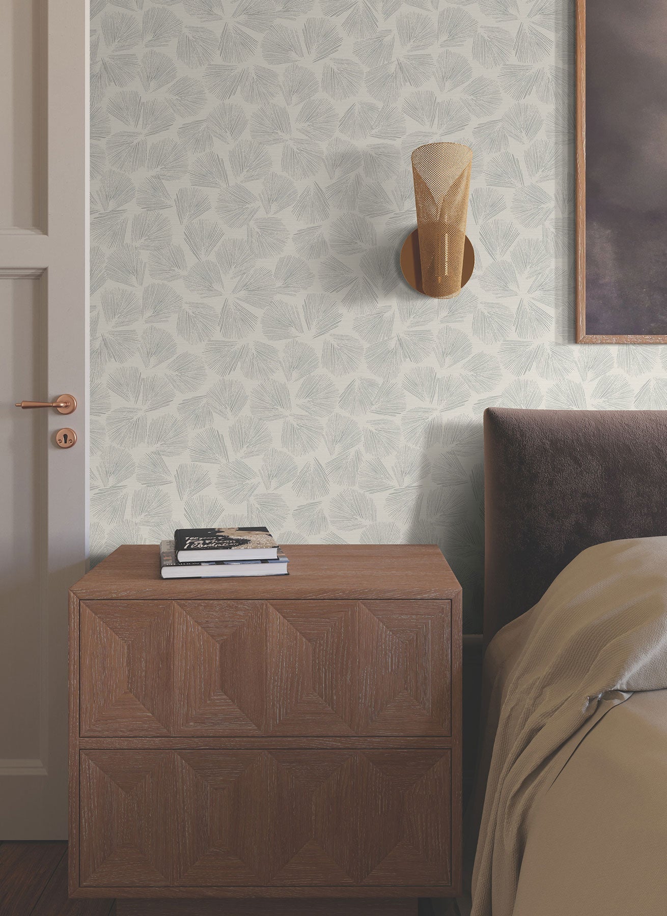 Elora Leaf Grey Lemieux Et Cie Wallpaper by York Wallcoverings