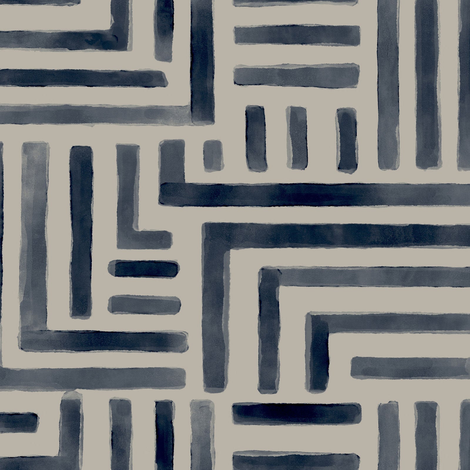Painterly Labyrinth Navy Lemieux Et Cie Wallpaper by York Wallcoverings