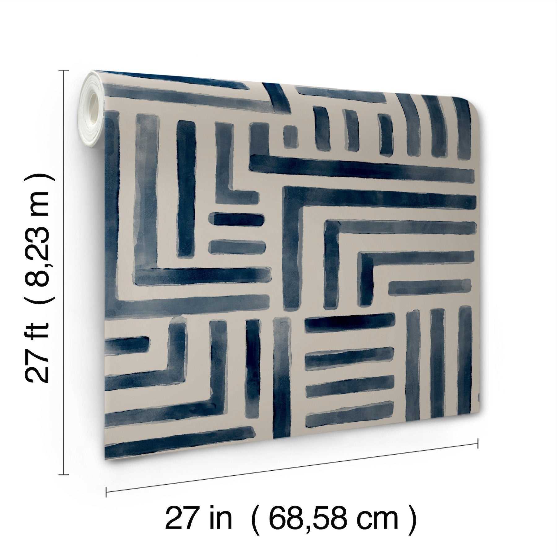 Painterly Labyrinth Navy Lemieux Et Cie Wallpaper by York Wallcoverings