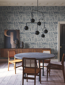 Painterly Labyrinth Navy Lemieux Et Cie Wallpaper by York Wallcoverings