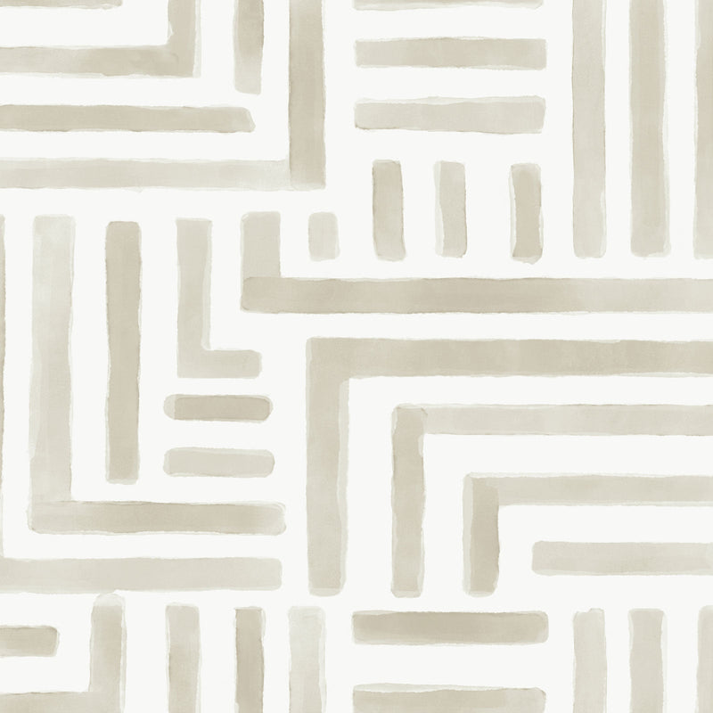 Painterly Labyrinth Light Neutral Lemieux Et Cie Wallpaper by York Wallcoverings