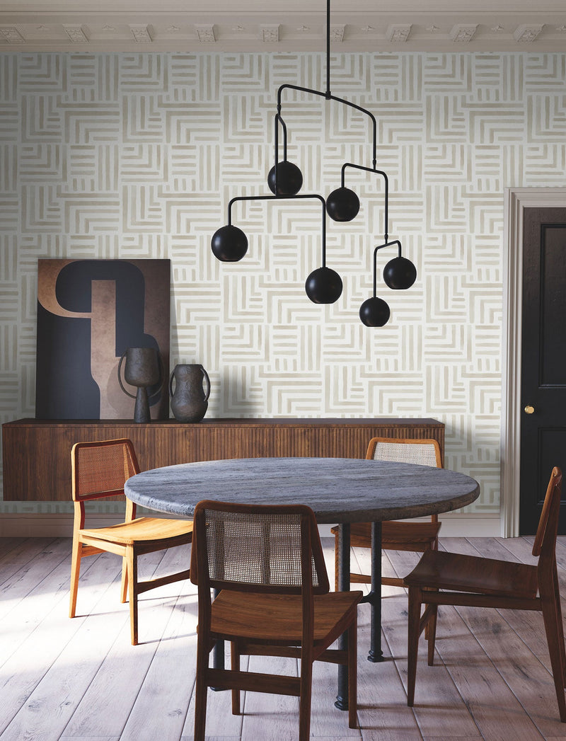 Painterly Labyrinth Light Neutral Lemieux Et Cie Wallpaper by York Wallcoverings
