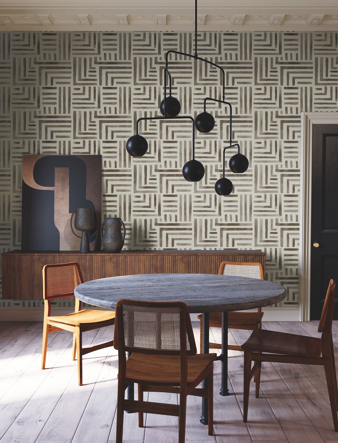 Painterly Labyrinth Warm Neutral Lemieux Et Cie Wallpaper by York Wallcoverings