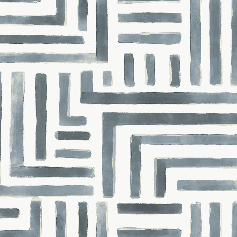 Painterly Labyrinth Aqua Lemieux Et Cie Wallpaper by York Wallcoverings