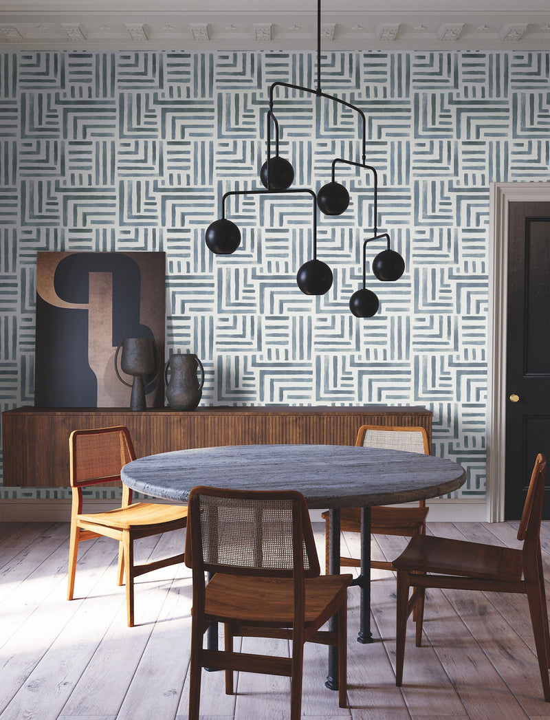 Painterly Labyrinth Aqua Lemieux Et Cie Wallpaper by York Wallcoverings