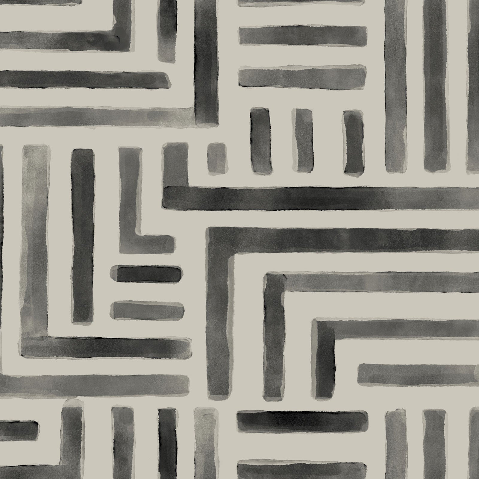 Painterly Labyrinth Charcoal Lemieux Et Cie Wallpaper by York Wallcoverings