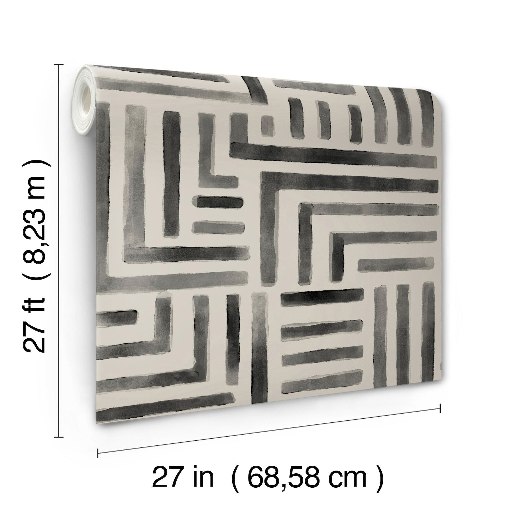 Painterly Labyrinth Charcoal Lemieux Et Cie Wallpaper by York Wallcoverings