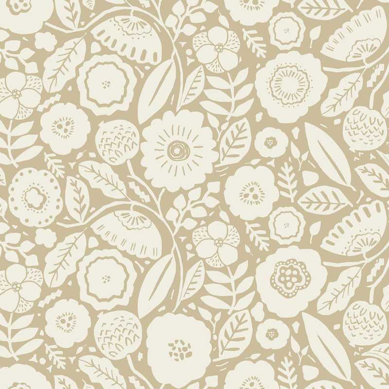 Camille Blossom Ochre Lemieux Et Cie Wallpaper by York Wallcoverings
