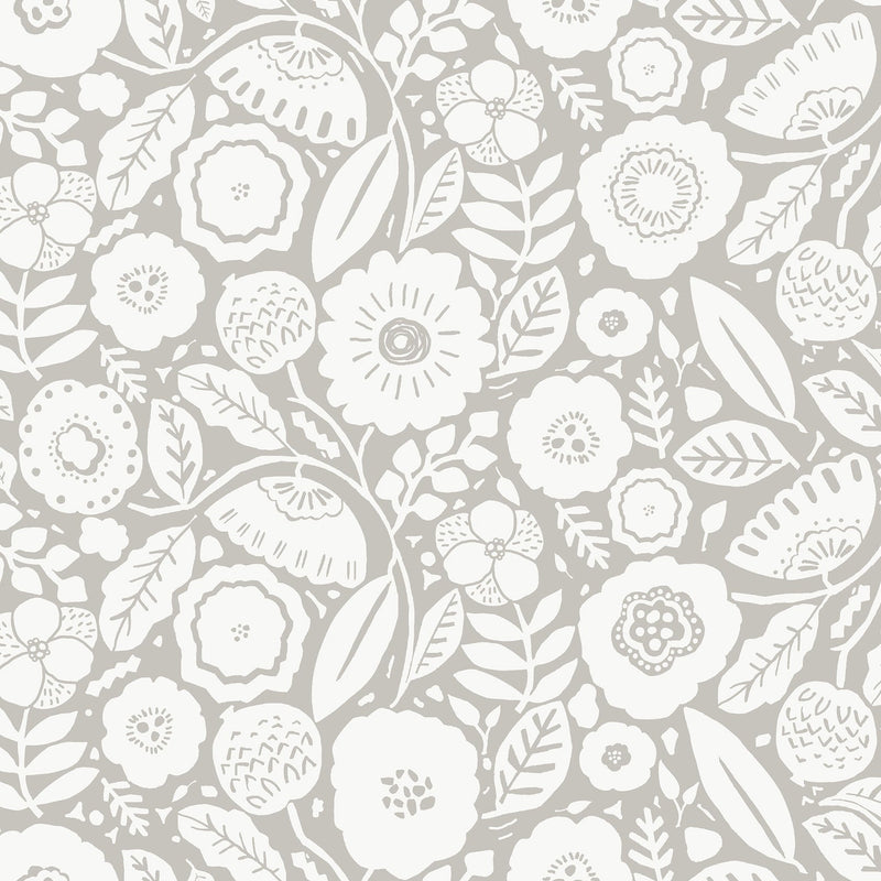 Camille Blossom Grey Lemieux Et Cie Wallpaper by York Wallcoverings