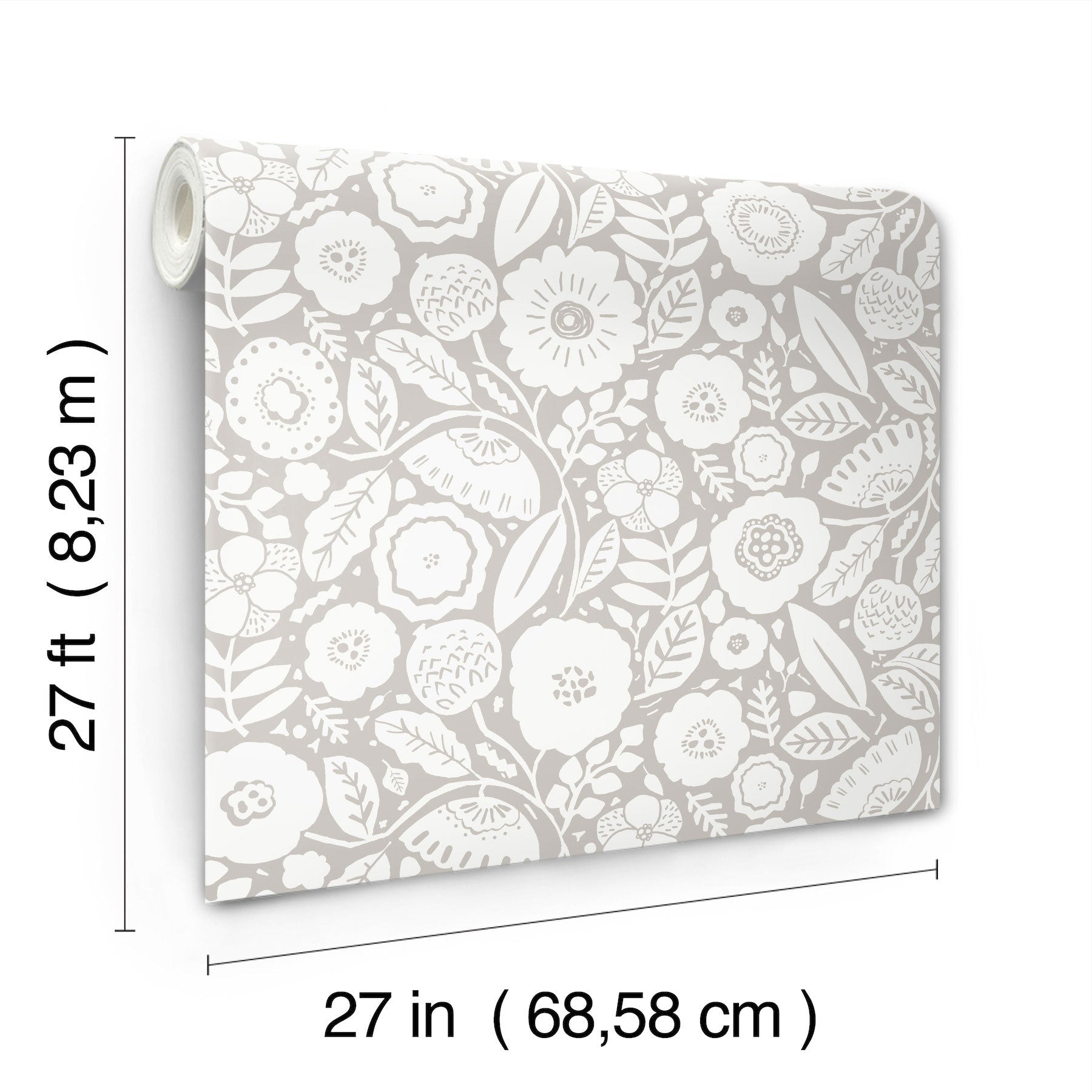 Camille Blossom Grey Lemieux Et Cie Wallpaper by York Wallcoverings