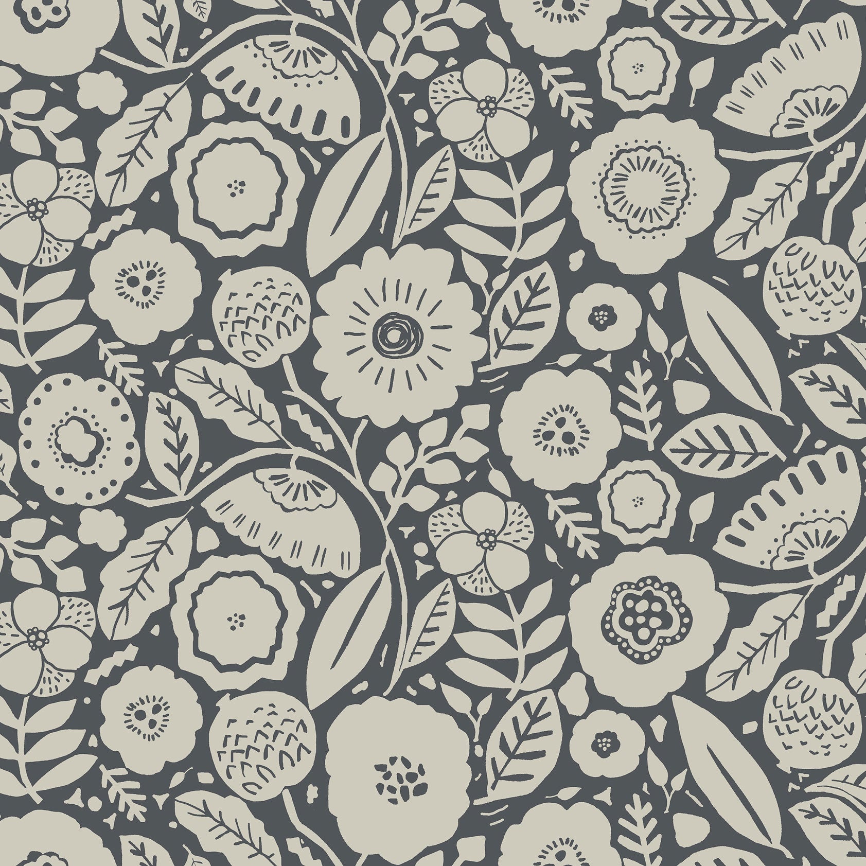 Camille Blossom Charcoal Lemieux Et Cie Wallpaper by York Wallcoverings