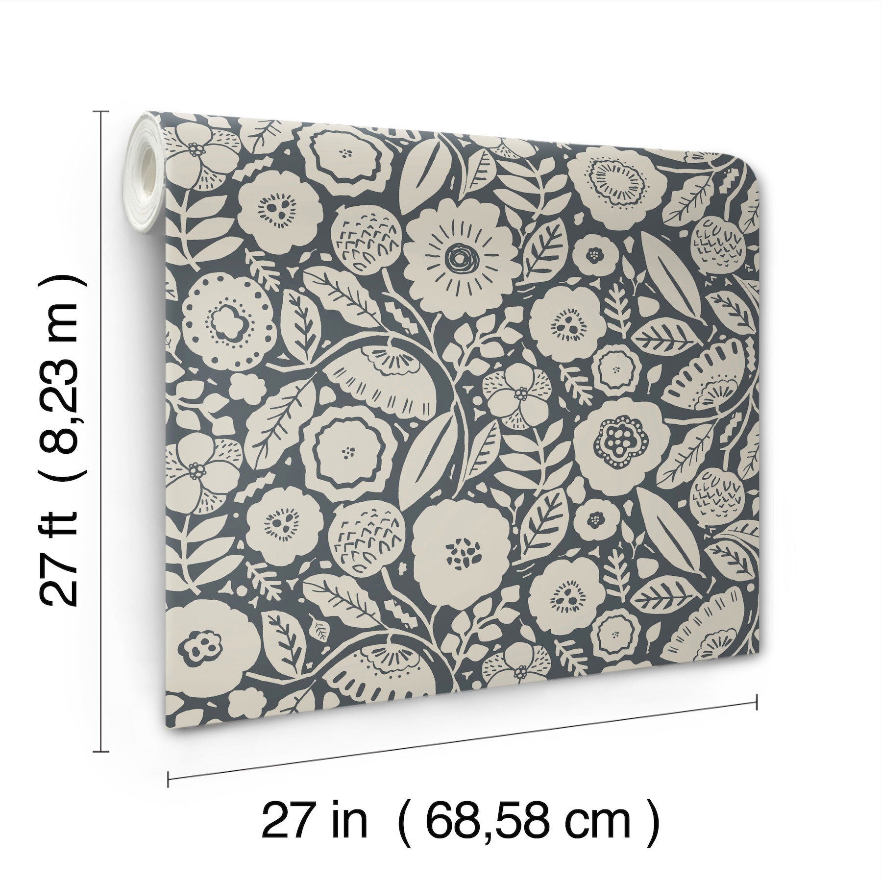 Camille Blossom Charcoal Lemieux Et Cie Wallpaper by York Wallcoverings