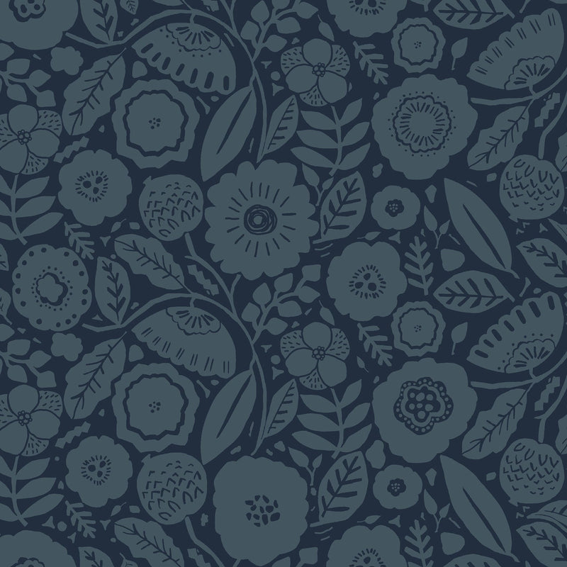Camille Blossom Indigo Lemieux Et Cie Wallpaper by York Wallcoverings
