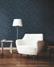 Camille Blossom Indigo Lemieux Et Cie Wallpaper by York Wallcoverings