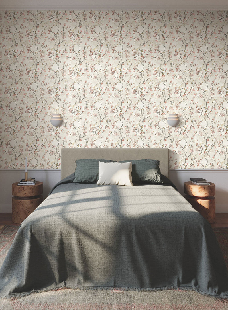 Avril Chinoiserie Coral Lemieux Et Cie Wallpaper by York Wallcoverings